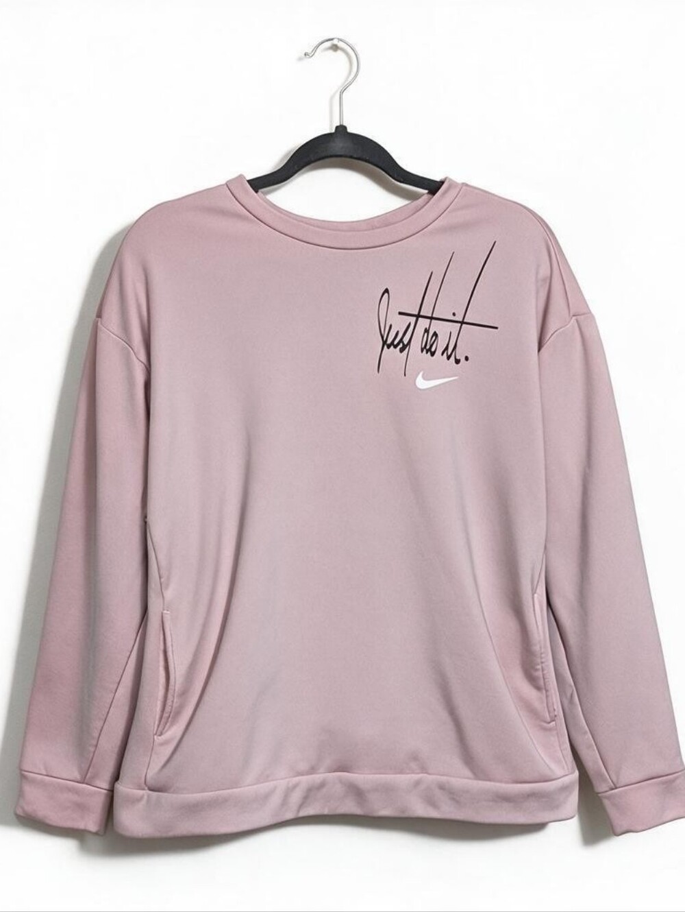 Nike Light Pink 'Just Do It.' Crewneck Long Sleeve Sweatshirt Sz M
